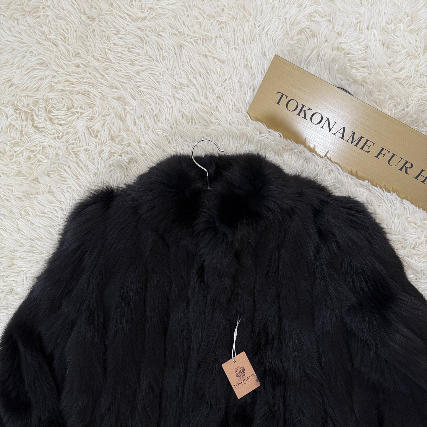 Black dye Fox Coat Genuine Vintage Fur Japan