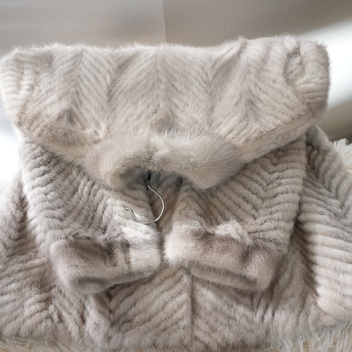 Sapphire Mink Fur Coat chevron - Genuine Vintage Fur From Japan