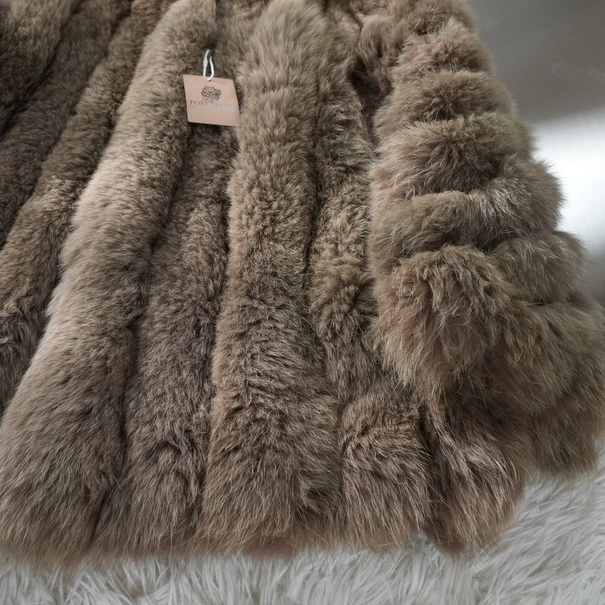 Khaki Brown Dyed Fox Fur Coat - Genuine Vintage Fur From Japan