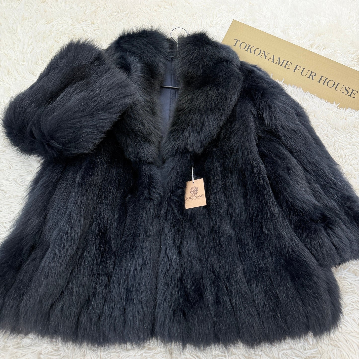 Blue Fox Navy Dyed Coat Soft and Fuffy Vintage Fur Japan