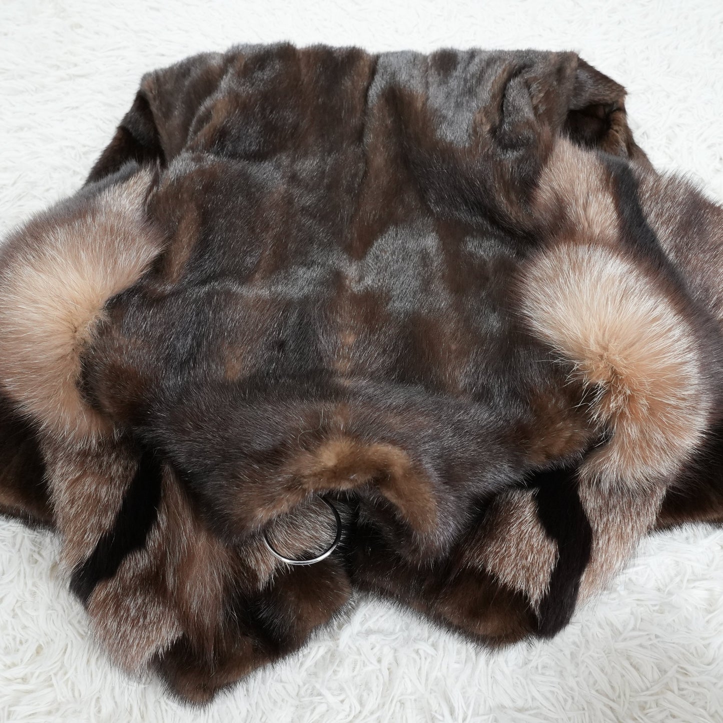 Demi Buff SAGA Mink and Silver Fox Fur arm Long Coat - Genuine Vintage Fur From Japan