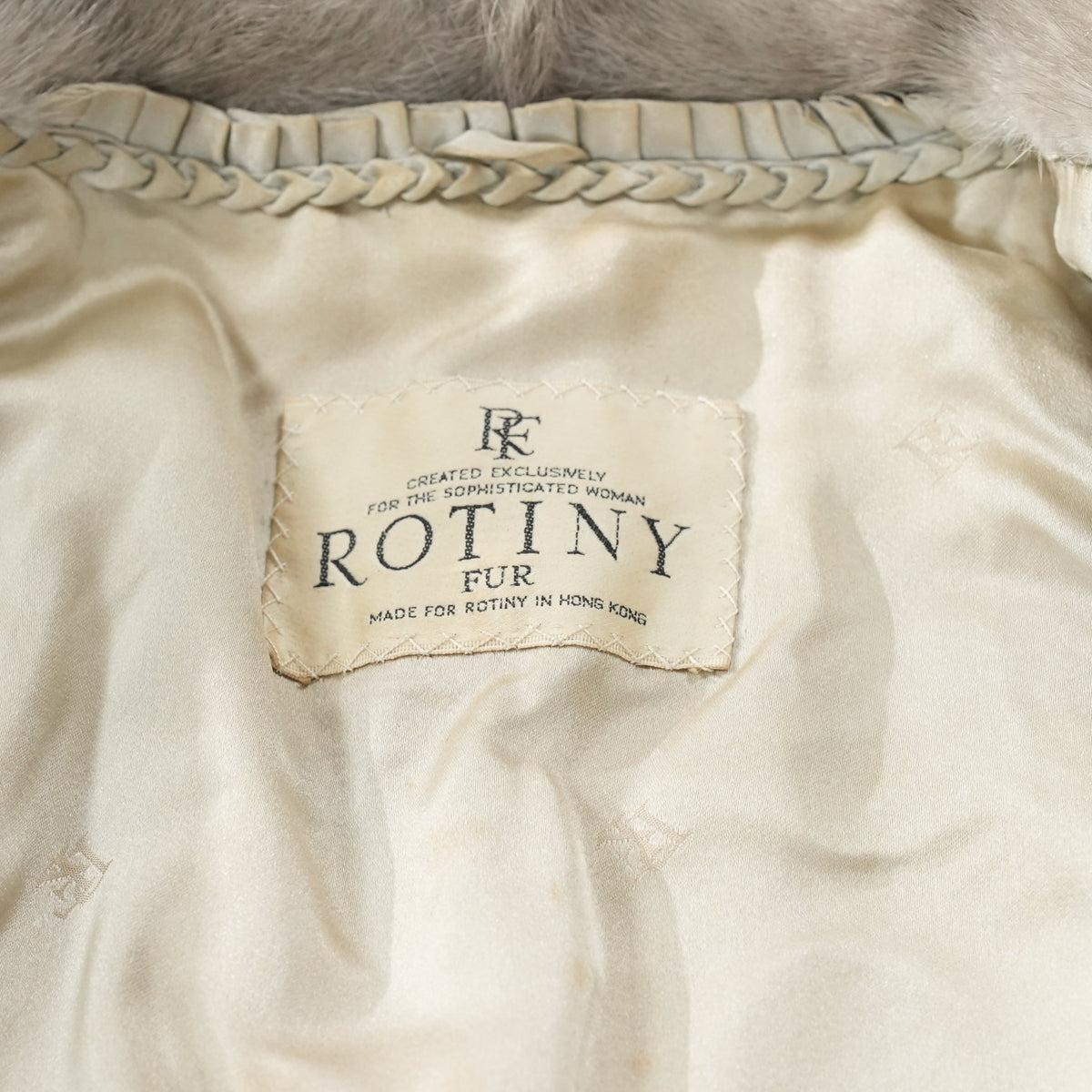 Pastel Mink Fur Coat chevron Design ROTINY - Genuine Vintage Fur From Japan
