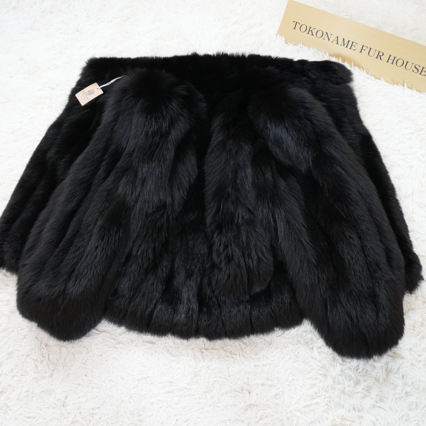 Black Dyed Fox Coat SAGA FOX - Genuine Vintage Fur From Japan
