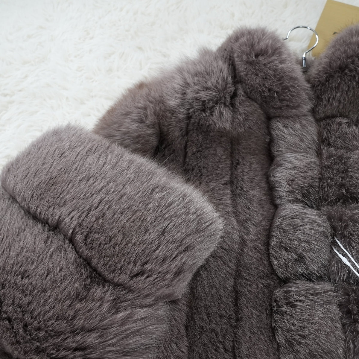 Muted Plum Gray Dyed SAGA FOX Coat Soft and Fluffy - Genuine Vintage Fur From Japan