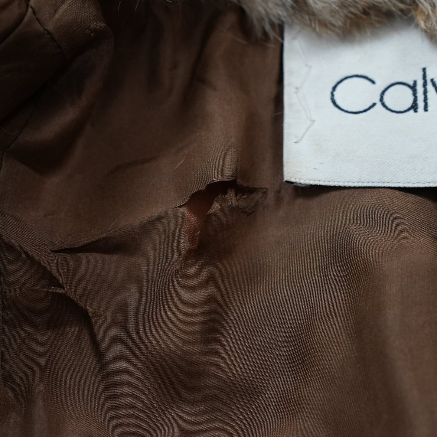 Lynx Fur Long Coat Roll Up Sleeve Calvin Klein - Genuine Vintage Fur From Japan