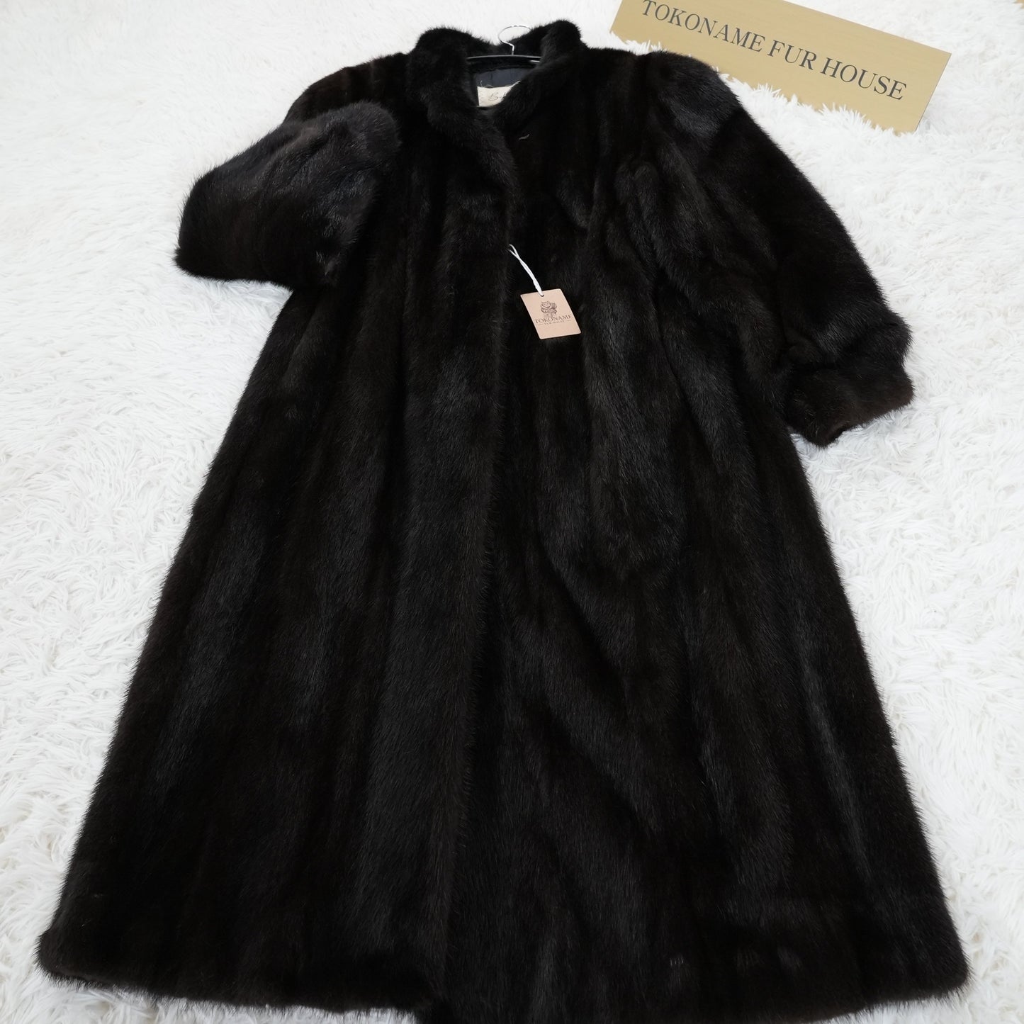 Dark Mink Long Coat - SAGA MINK Genuine Vintage Fur Japan