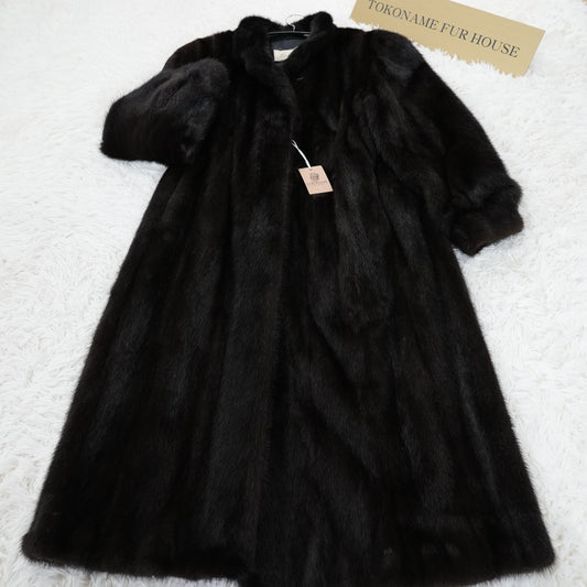 Dark Mink Long Coat - SAGA MINK Genuine Vintage Fur Japan