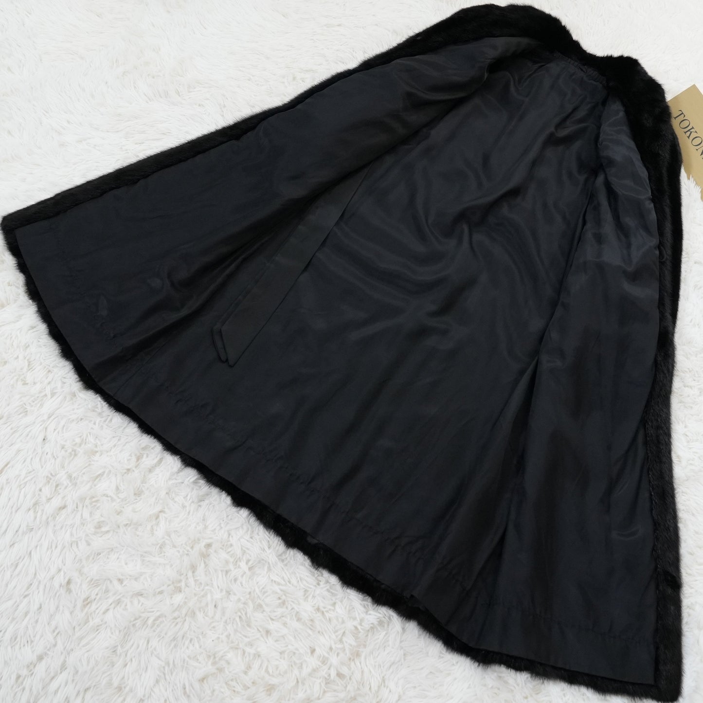 Black Mink Long Coat Soft and Glossy Genuine Vintage Fur Japan