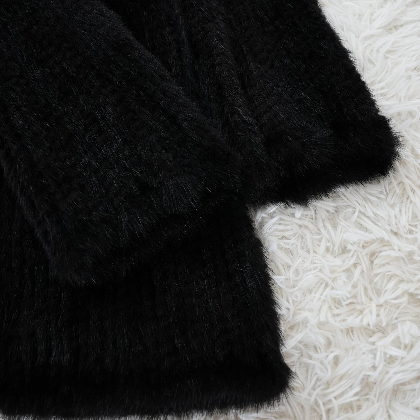 Yarn Mink and Fox Fur Trim Coat Genuine Vintage Fur Japan