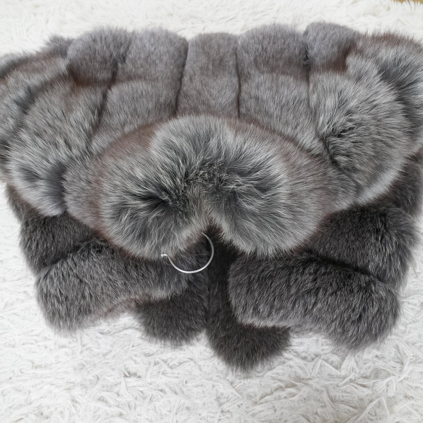 Gray Dyed Fox Coat - Genuine Vintage Fur From Japan