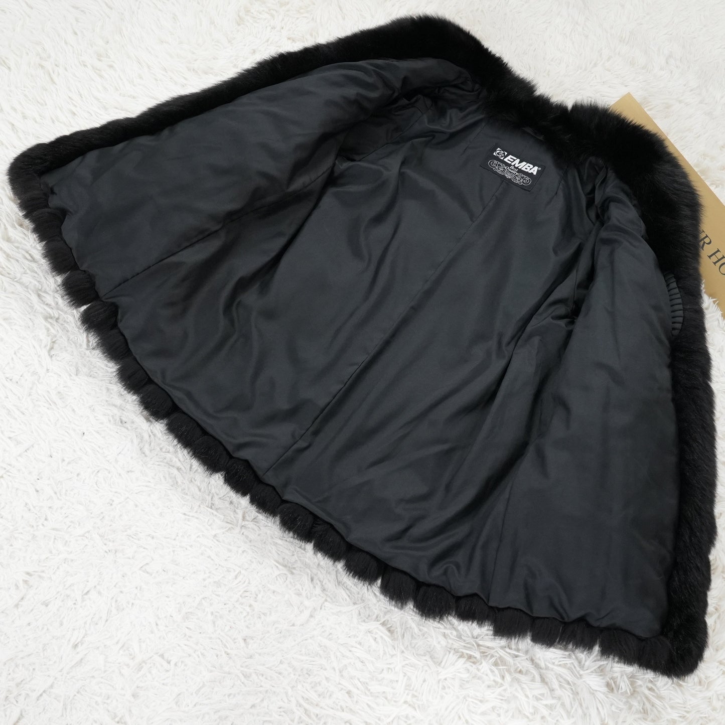 Black Dyed Fox Fur Coat EMBA - Genuine Vintage Fur From Japan