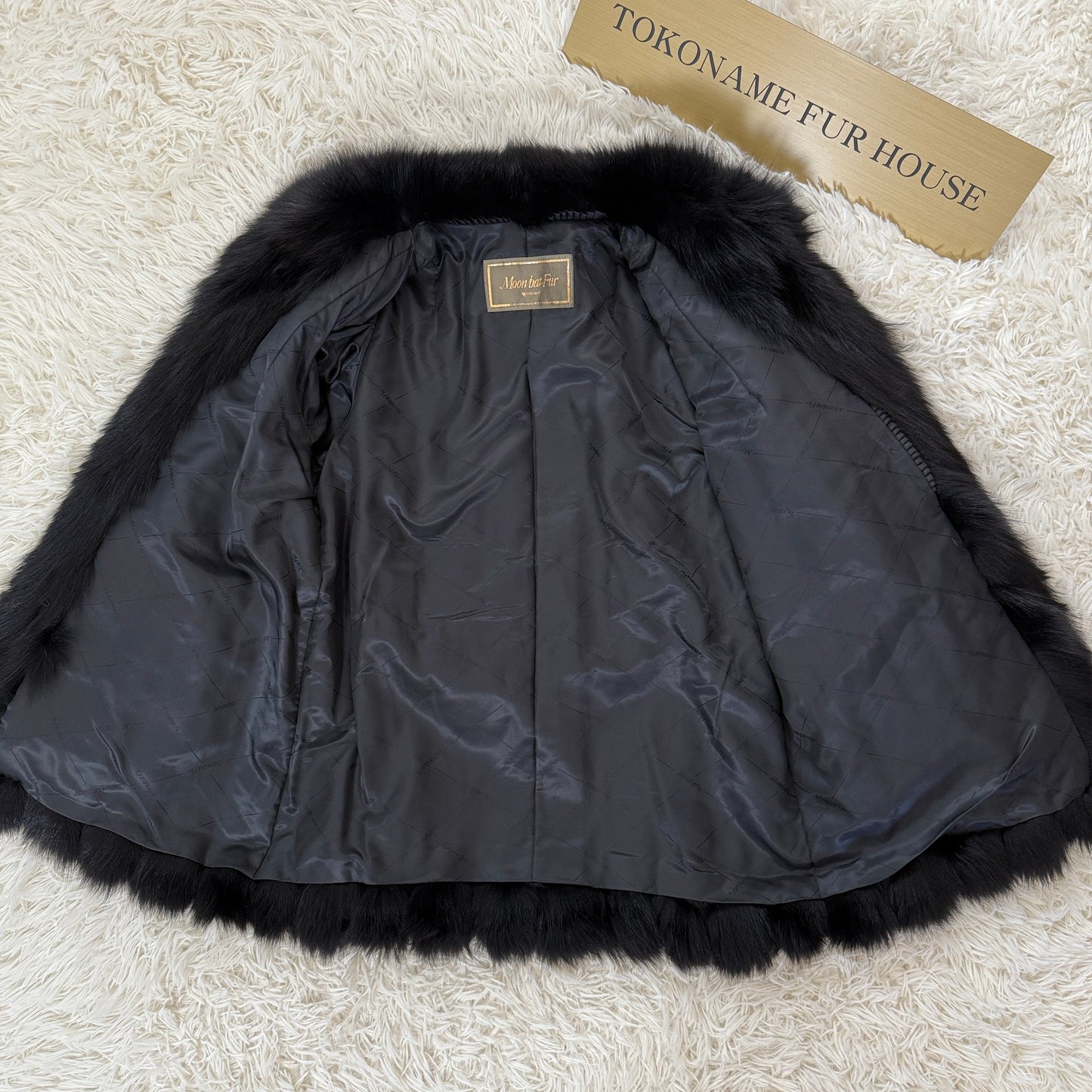Black dye Fox Coat Genuine Vintage Fur Japan