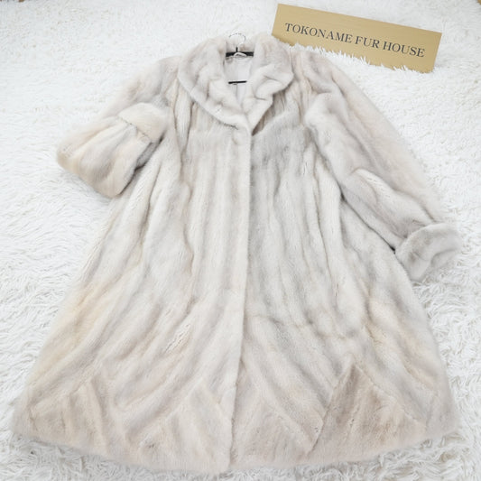 Lavender Mink Coat Patterned Design Roll-up Sleeve - Genuine Vintage Fur From Japan