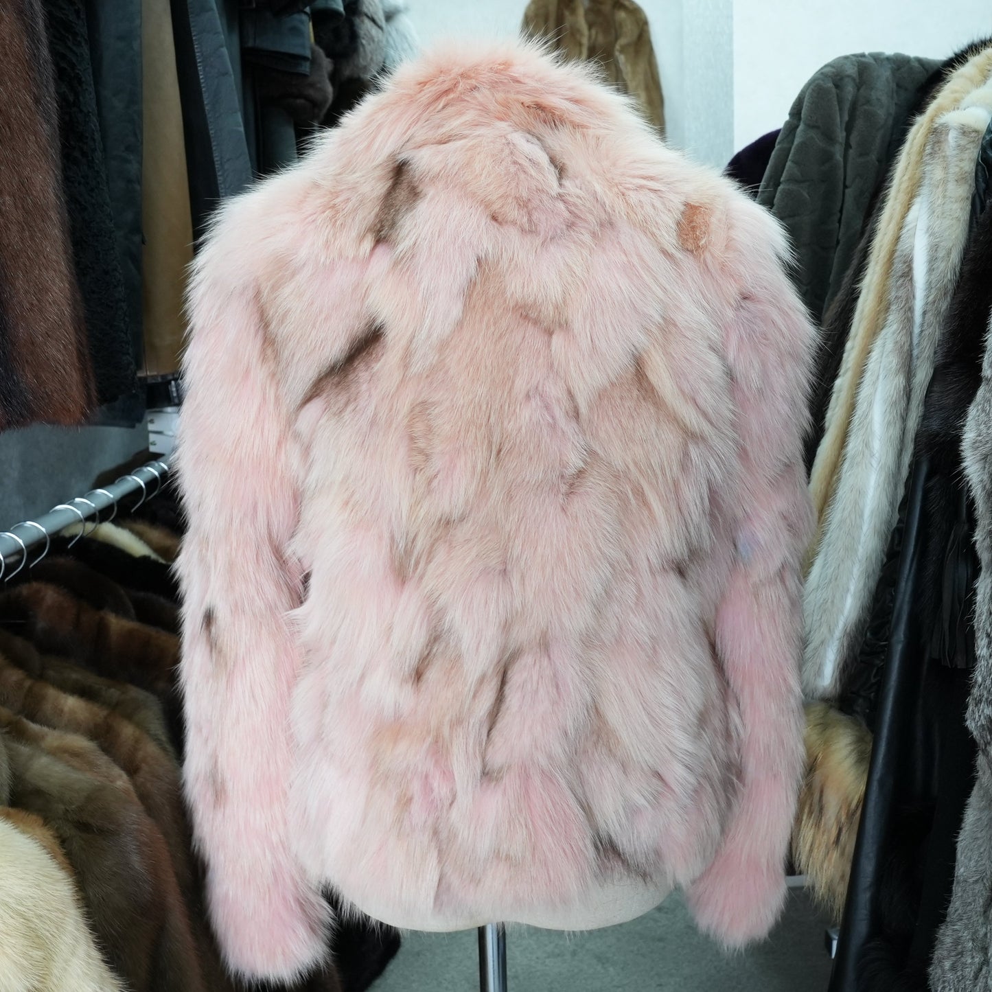 Pink Dyed Fox Fur Jacket - Genuine Vintage Fur From Japan