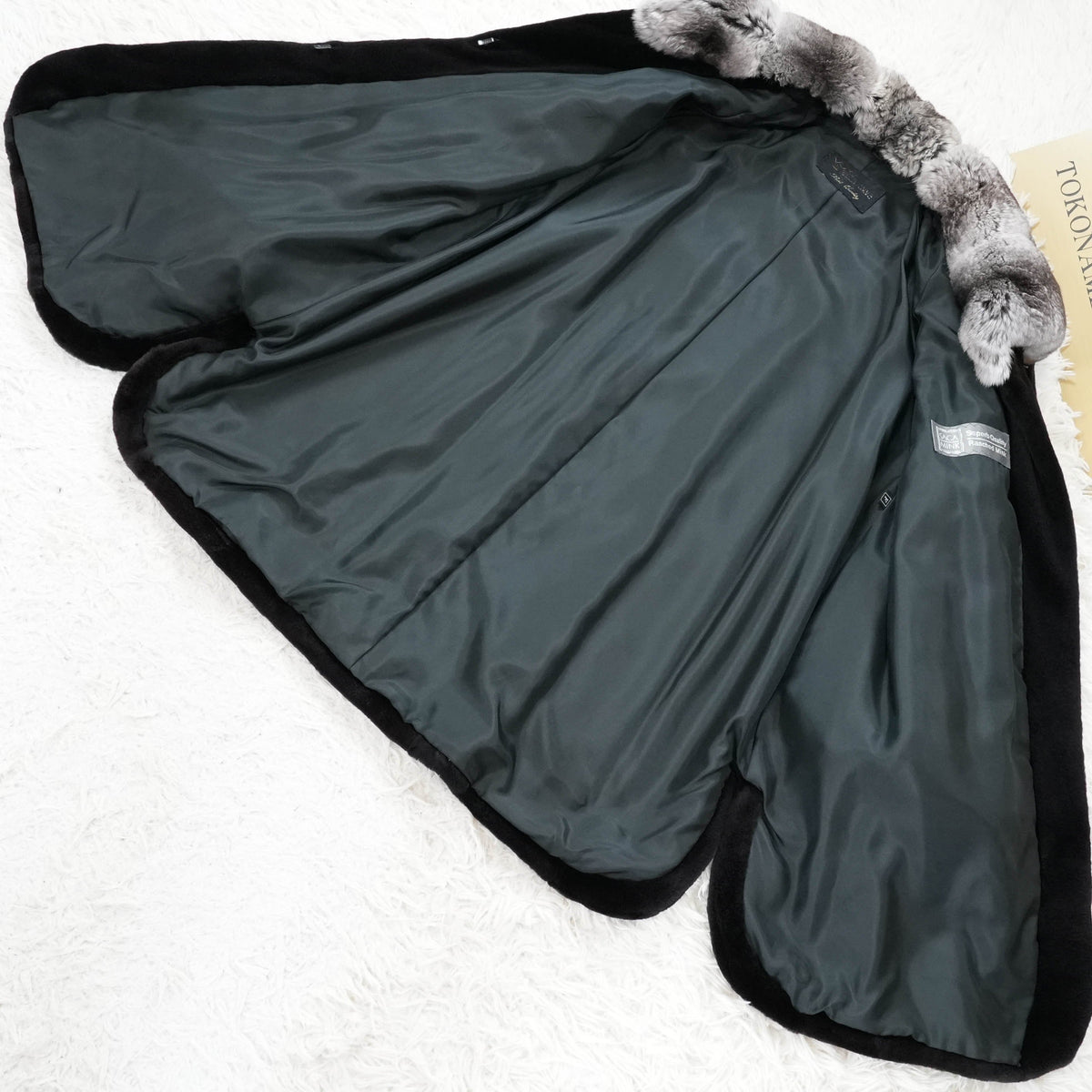 Chinchilla Trim Shaved Mink Fur Coat Yuki Belle Femme - Genuine Vintage Fur From Japan