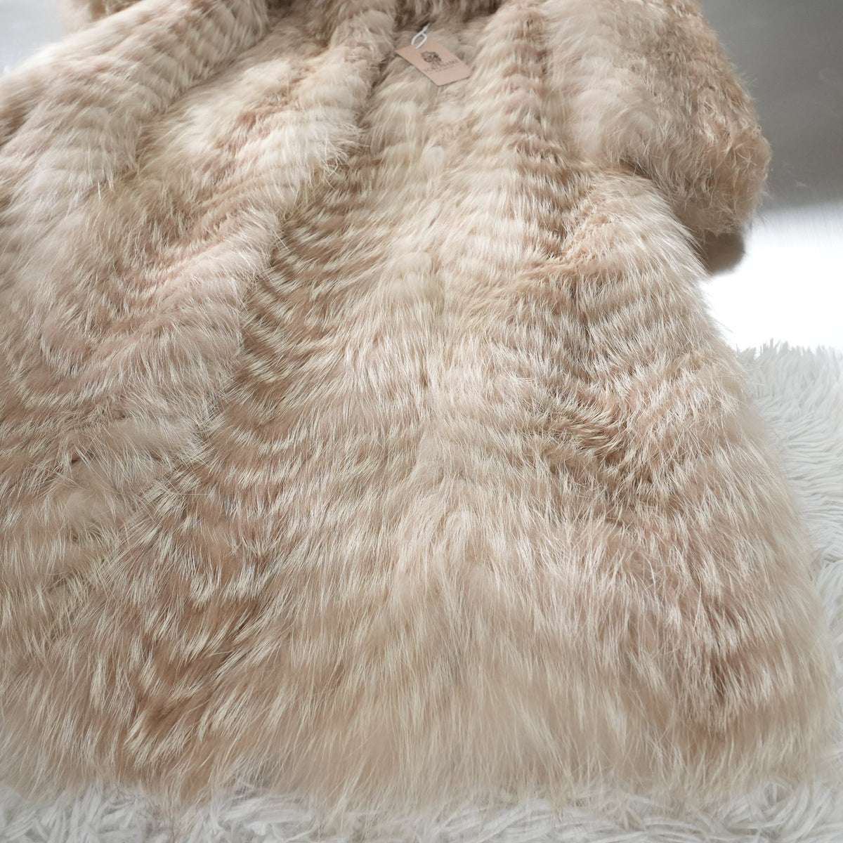 Light Beige Dyed Fox Fur Long Coat EMBA - Genuine Vintage Fur From Japan
