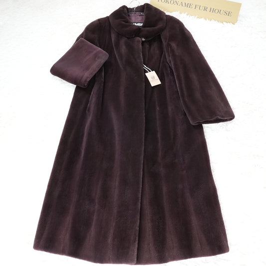 Chocolate Brown Shaved Mink Long Coat EMBA - Genuine Vintage Fur From Japan