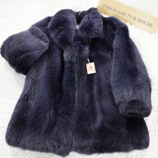 Purple Dyed SAGA FOX Coat Soft & Fluffy Rare color - Genuine Vintage Fur From Japan