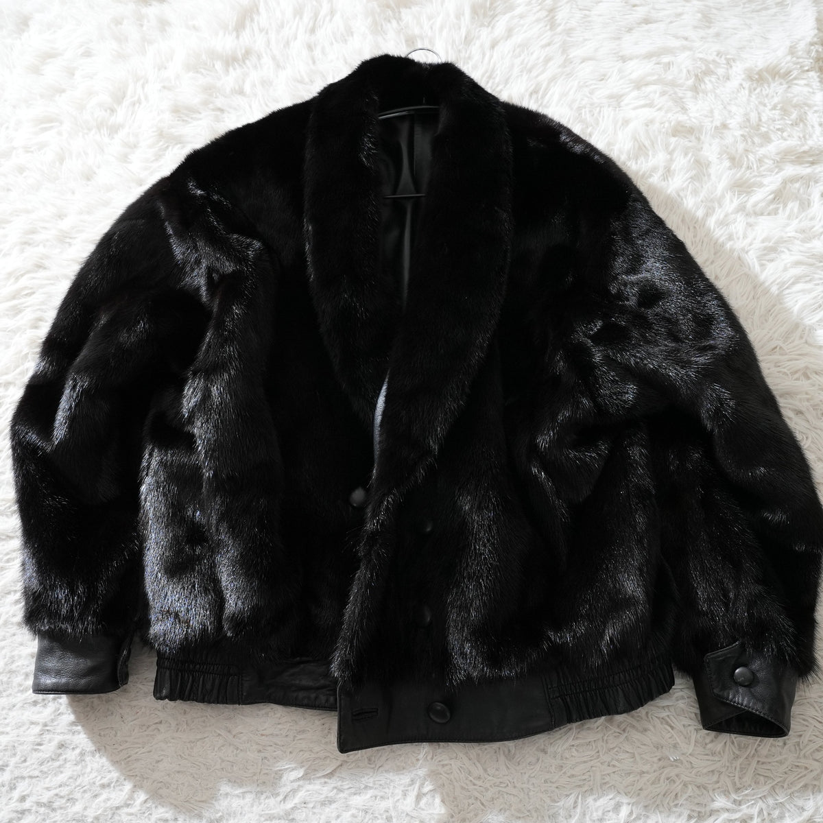 Men Mink and Leather Reversible Bomber Jacket- Genuine Vintage Fur From Japan