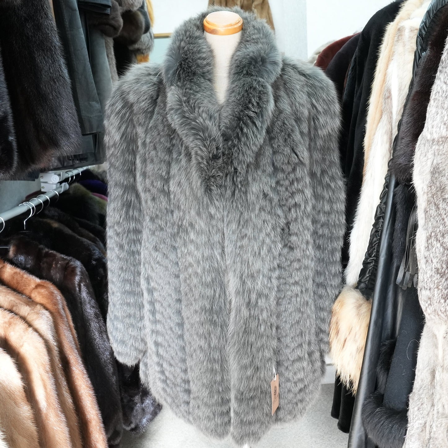 Gray Dyed Fox Fur Coat nakamur fur - Genuine Vintage Fur From Japan