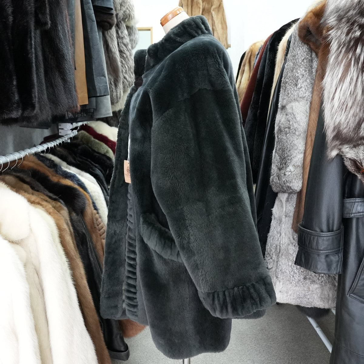 Nutria Green Dyed FUr COat Josephine - Genuine Vintage Fur From Japan