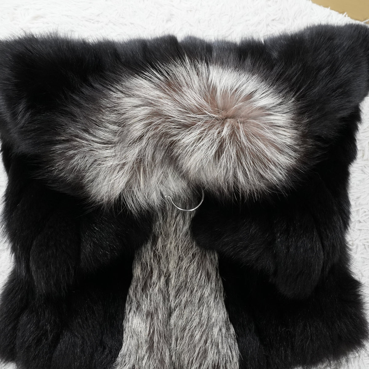 Black Dyed Fox and Silver Fox Trim SAGA FOX- Genuine Vintage Fur From Japan