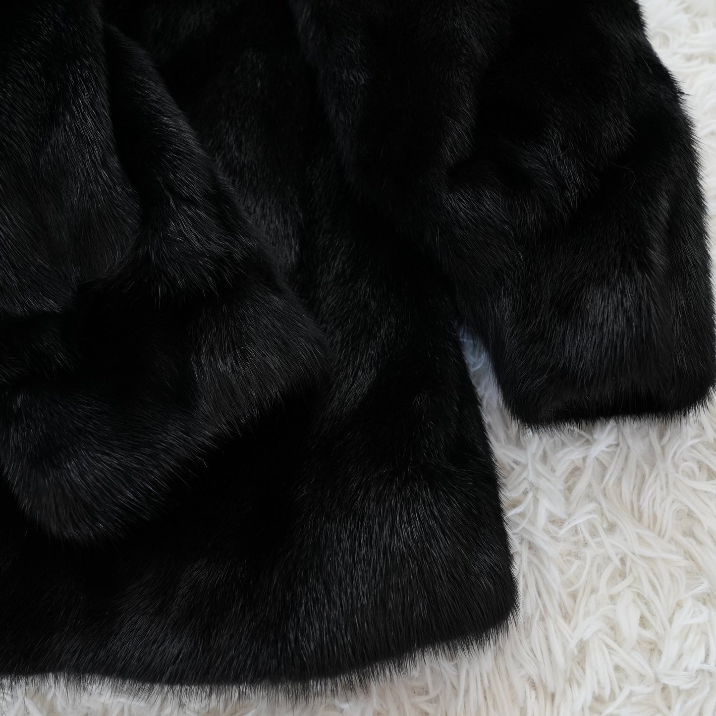Black Mink Coat - SAGA MINK Soft and Glossy Genuine Vintage Fur Japan
