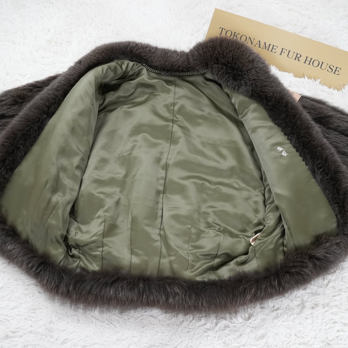 Dolman Sleeve Khaki Brown Dyed Fox Fur Coat Soft & Fluffy - Genuine Vintage Fur From Japan