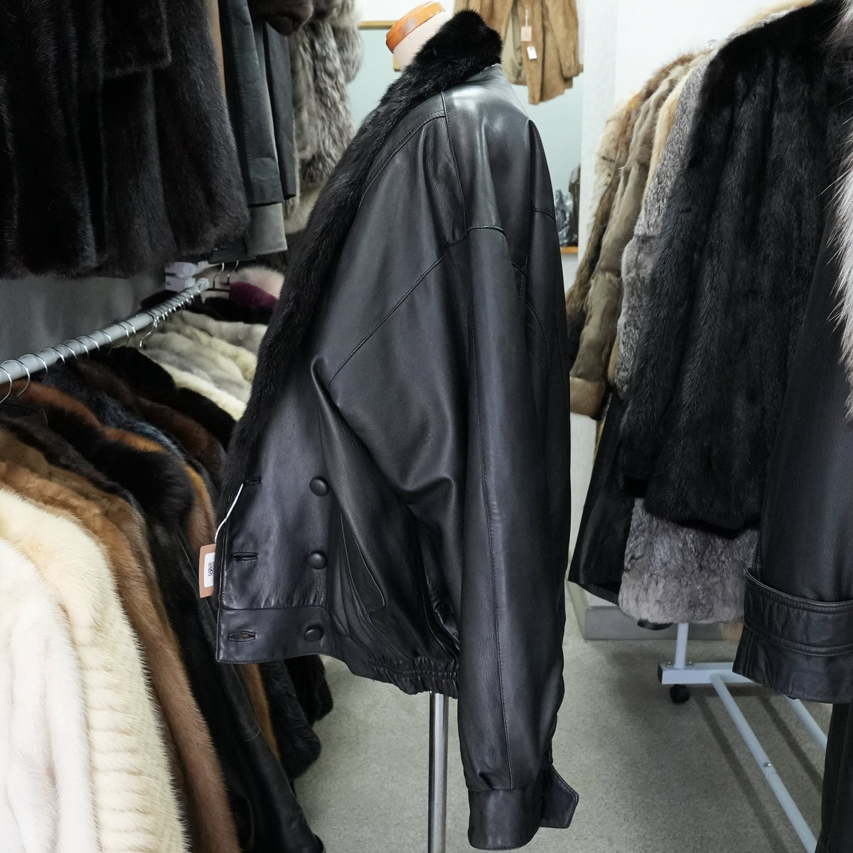 Men Mink and Leather Reversible Bomber Jacket- Genuine Vintage Fur From Japan