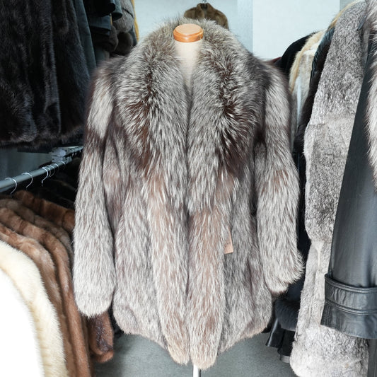 Silver Fox Fur Coat - Genuine Vintage Fur From Japan