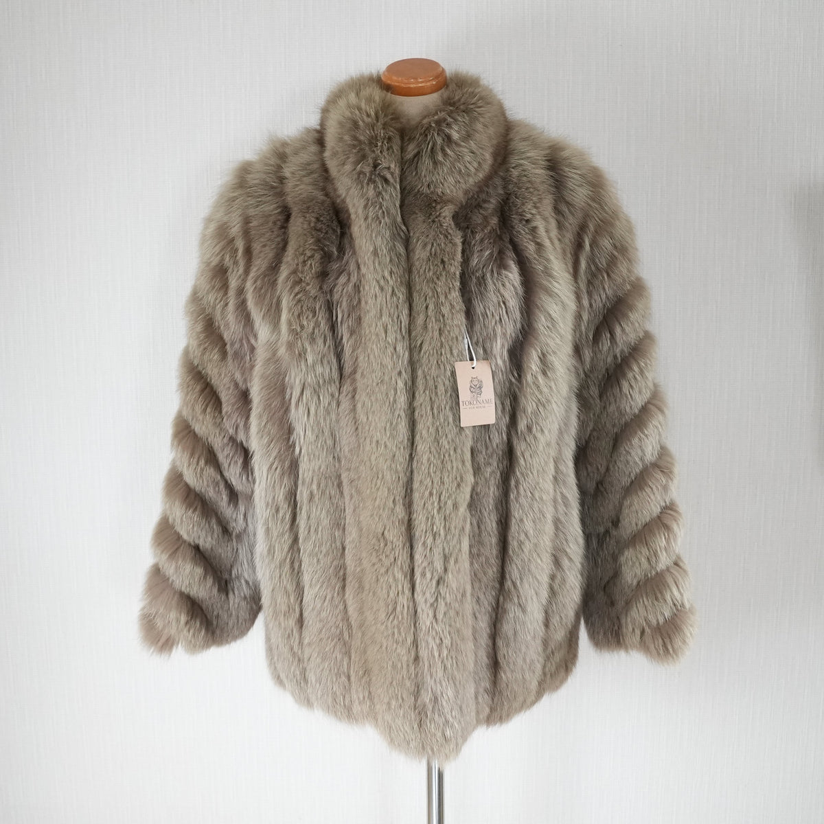 Khaki Brown Dyed Fox Fur Coat - Genuine Vintage Fur From Japan