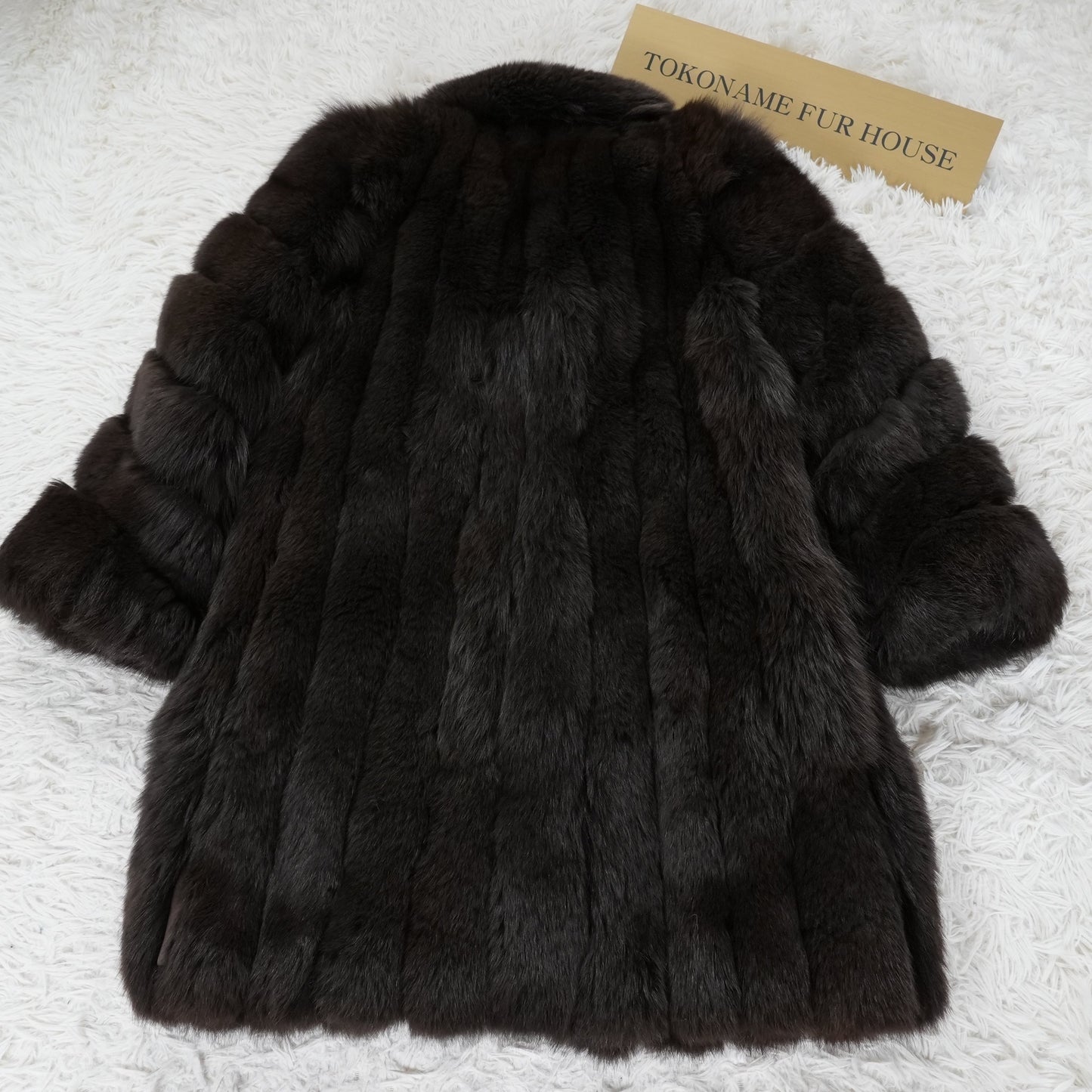 Brown Dyed Fox Fur Semi-Long Coat - Genuine Vintage Fur From Japan