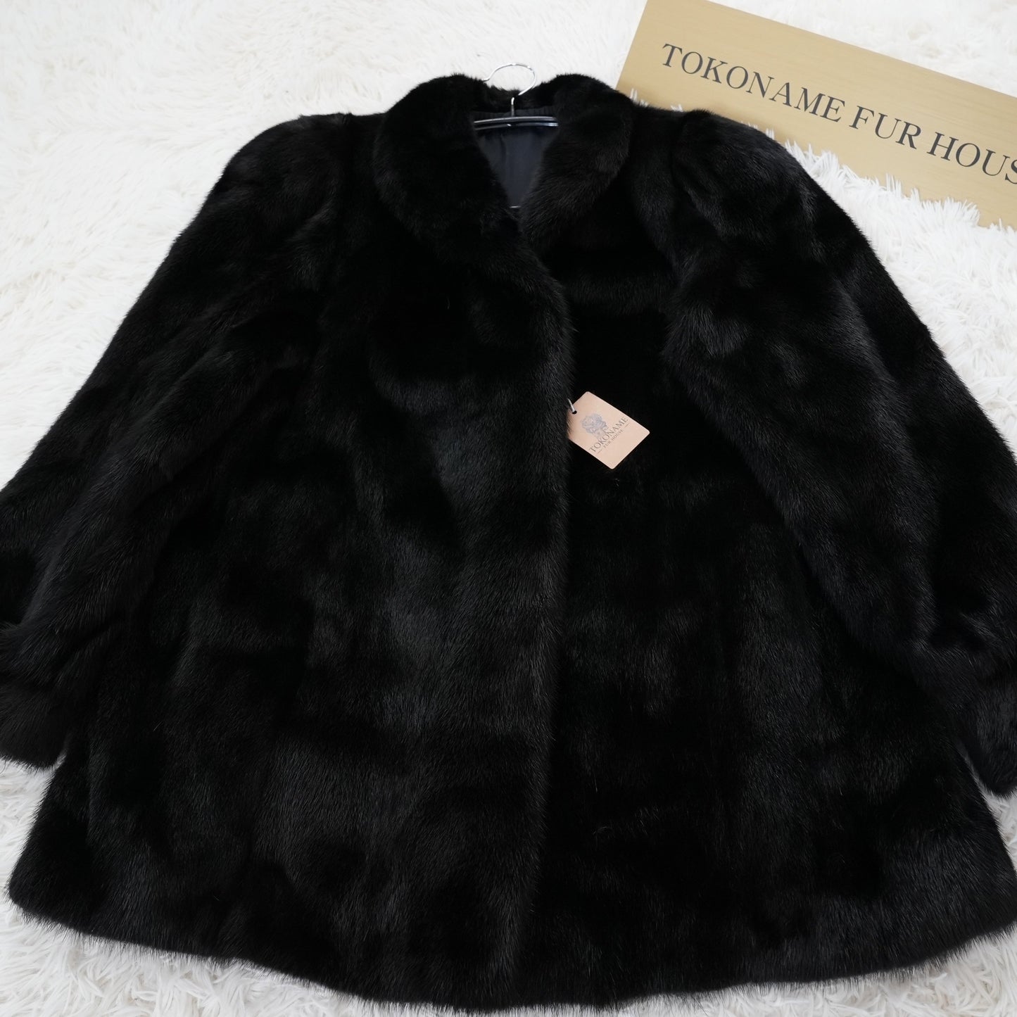 Black Mink Coat - SAGA MINK Soft and Glossy Genuine Vintage Fur Japan