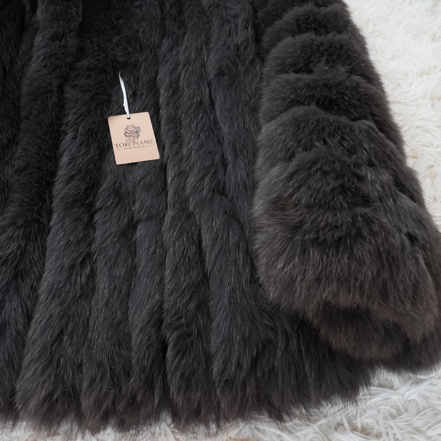 Gray Dyed Fox Fur Coat SAGA FOX - Genuine Vintage Fur From Japan