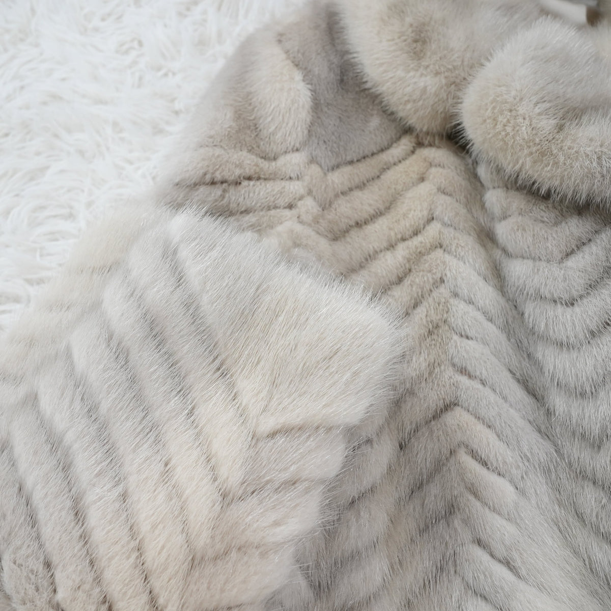 Sapphire mink Long Coat chevron - Genuine Vintage Fur From Japan