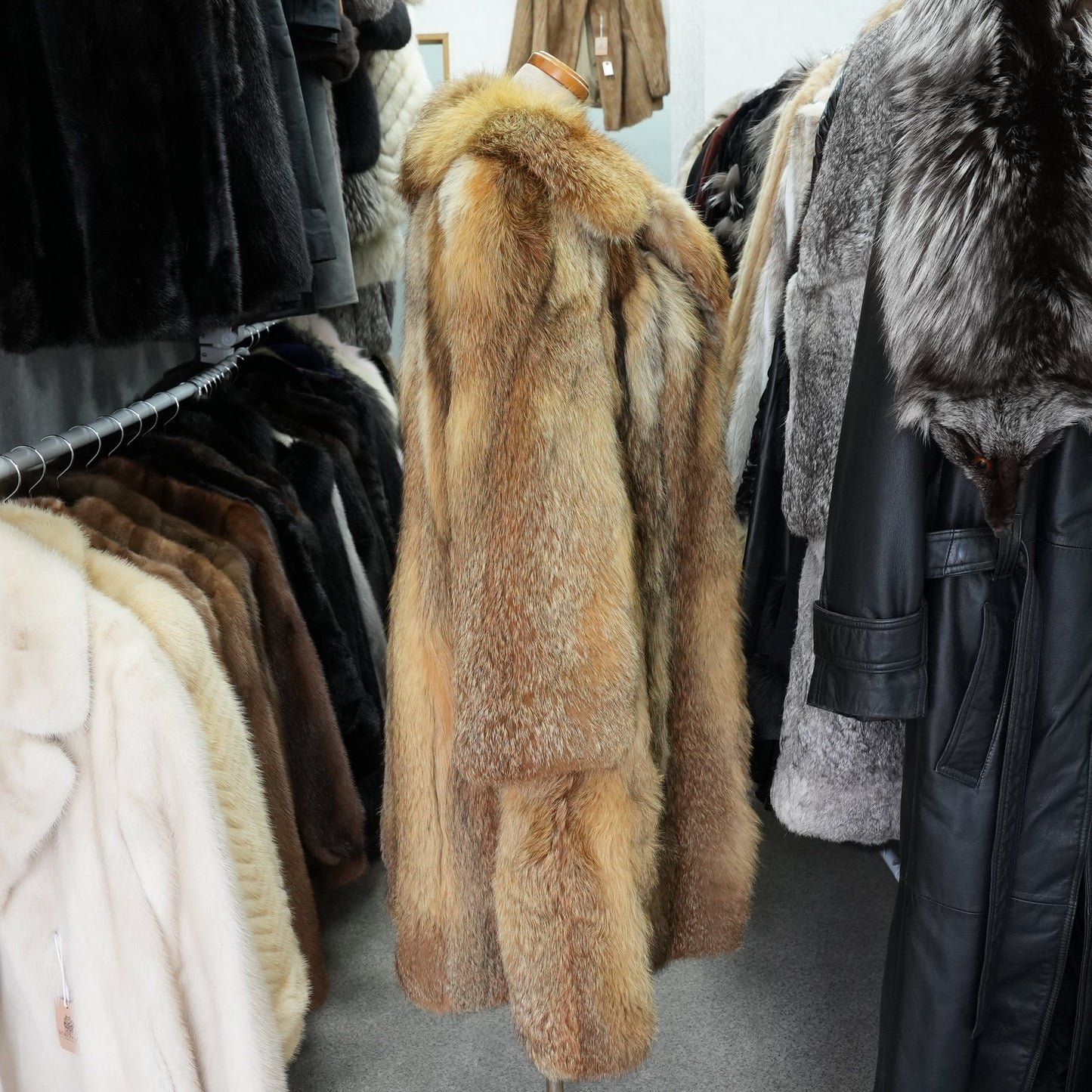 Red Fox Long Coat - Genuine Vintage Fur From Japan