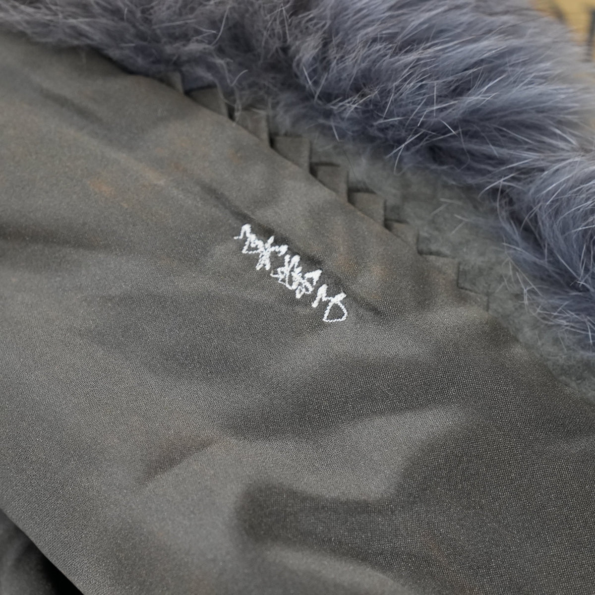 Ash Blue Dyed Fox Fur Design Coat - Genuine Vintage Fur From Japan