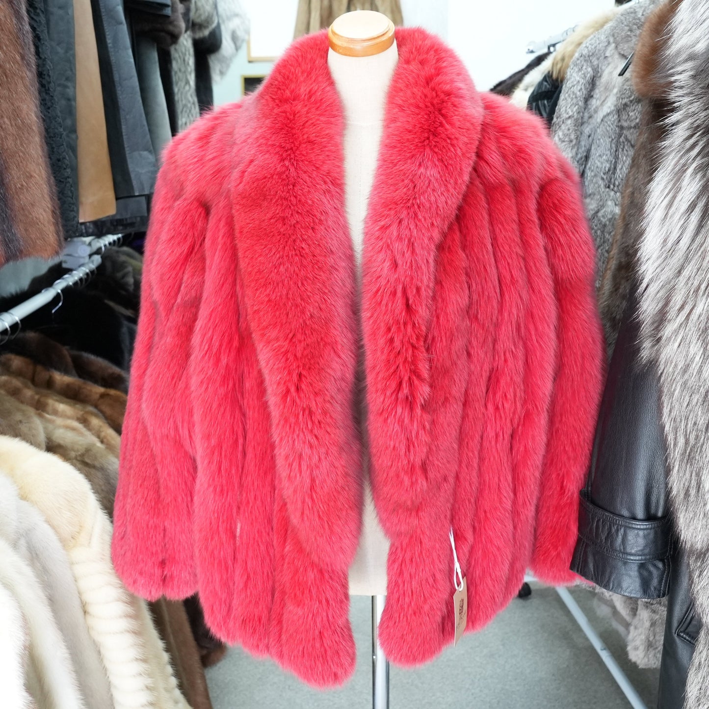 Red Dyed Fox Fur Coat - Genuine Vintage Fur From Japan