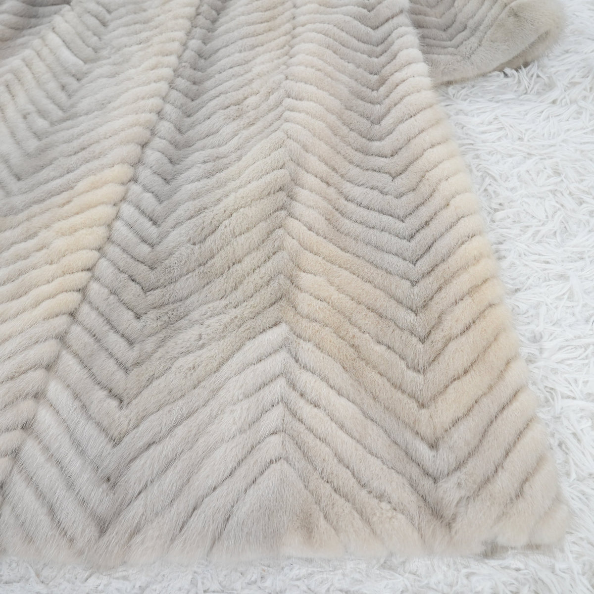 Sapphire mink Long Coat chevron - Genuine Vintage Fur From Japan