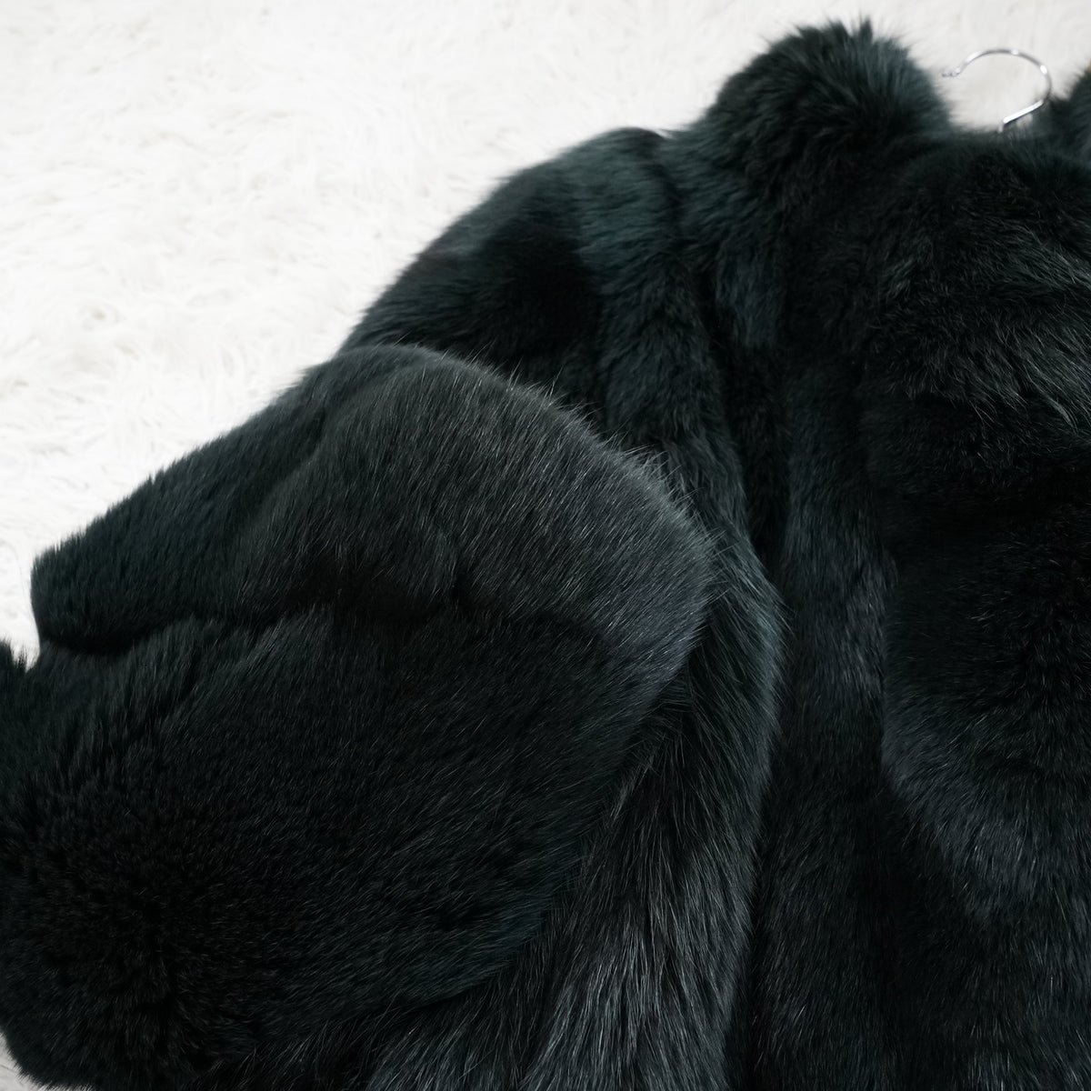 Dark Green Dyed Fox Fur Coat Soft and Fluffy Malvoisie - Genuine Vintage Fur From Japan