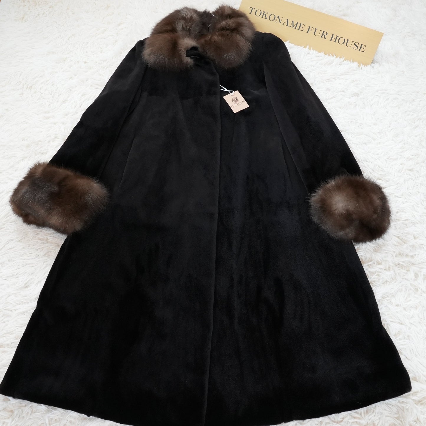 Shaved Mink and Russian Sable Trim Long Coat - Genuine Vintage Fur From Japan