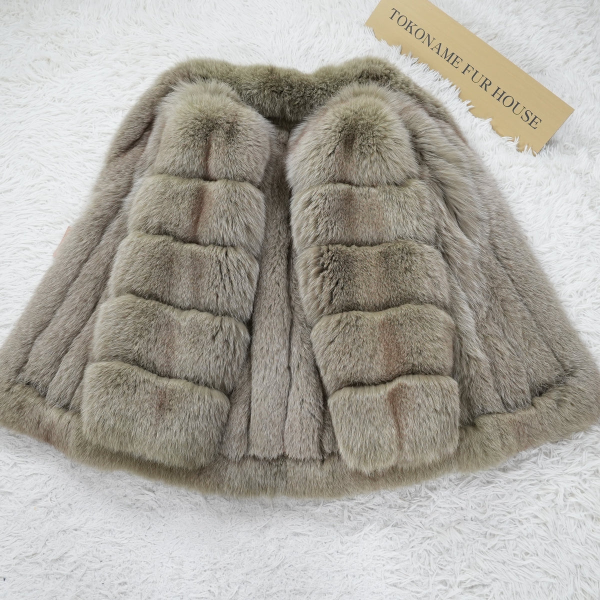 Muted Green Dyed Fox Coat - Genuine Vintage Fur From Japan