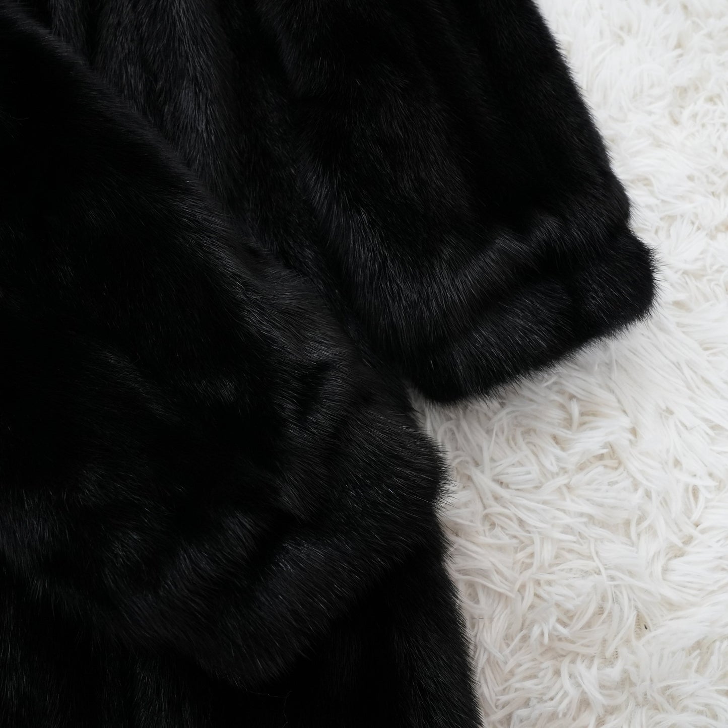 Black Mink Long Coat Soft and Glossy Genuine Vintage Fur Japan