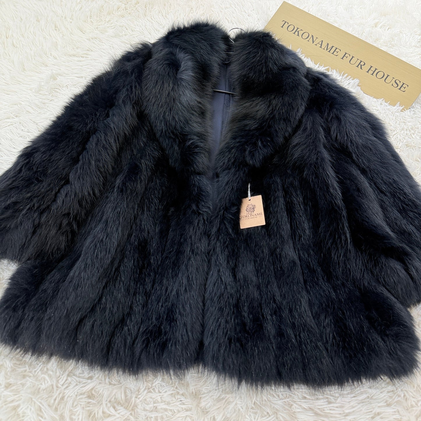 Blue Fox Navy Dyed Coat Soft and Fuffy Vintage Fur Japan