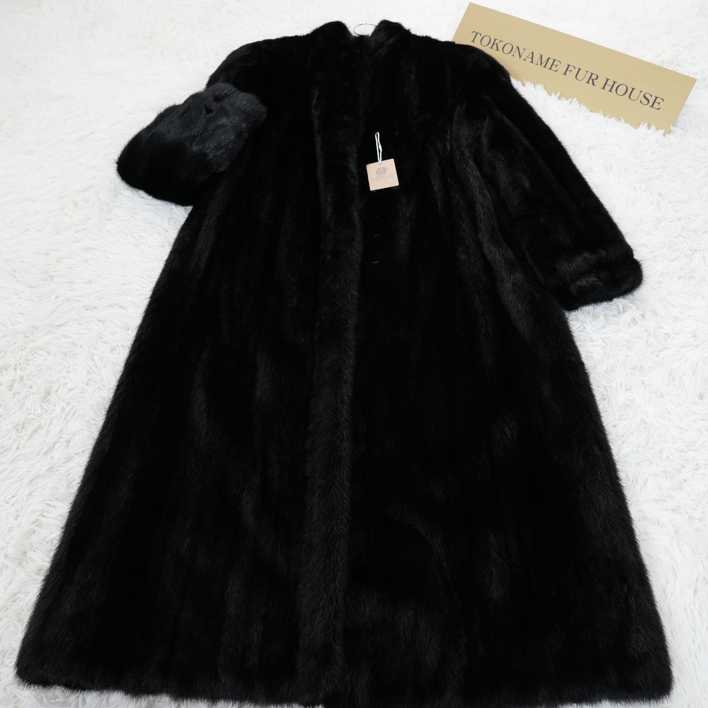 Black Mink Long Coat Soft and Glossy Genuine Vintage Fur Japan