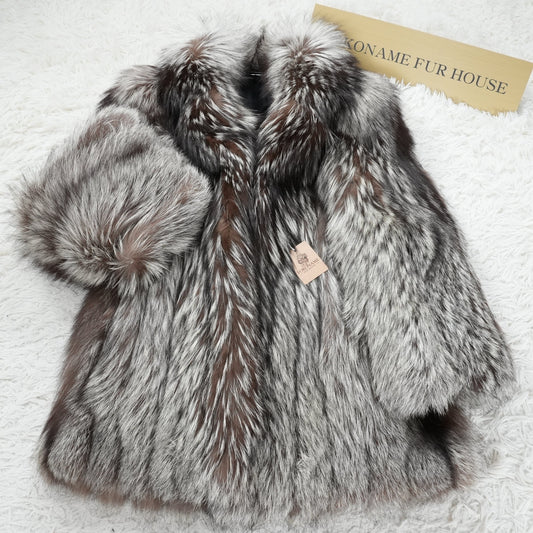 Silver Fox Fur Coat Soft and Fluffy - Genuine Vintage Fur From Japan