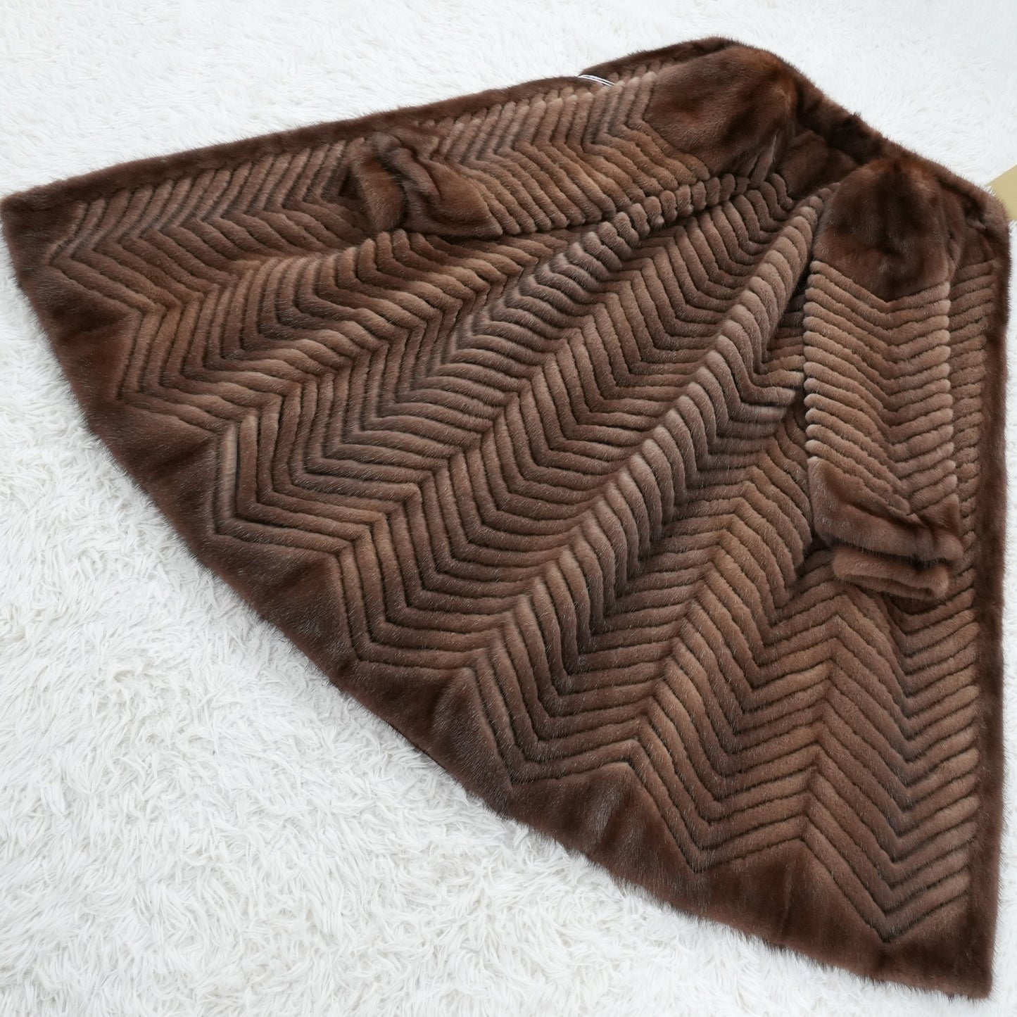 Demi Buff Mink Long Coat ZigZag Cutting - Genuine Vintage Fur From Japan