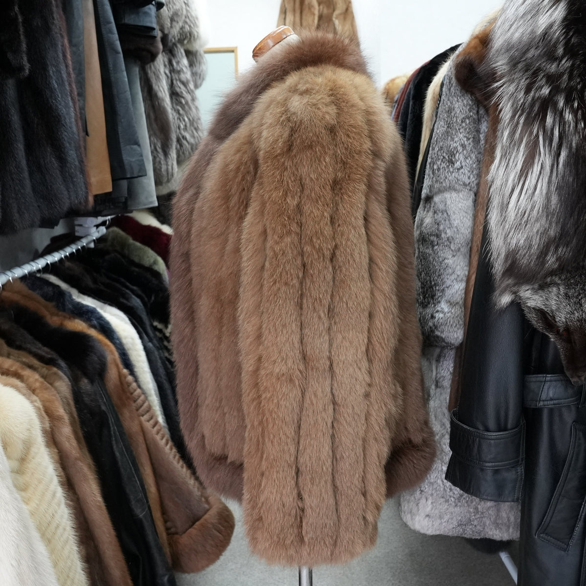 Brown Dyed Fox Fur Coat - Genuine Vintage Fur From Japan