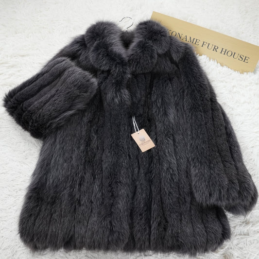 Gray Dyed SAGA FOX Fur Coat - Genuine Vintage Fur From Japan