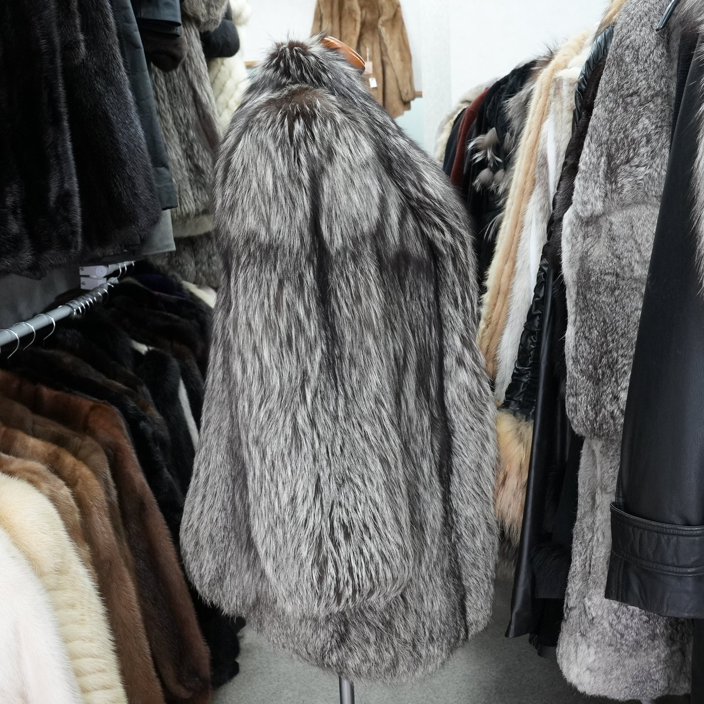 Silver Fox Fur Coat - Genuine Vintage Fur From Japan